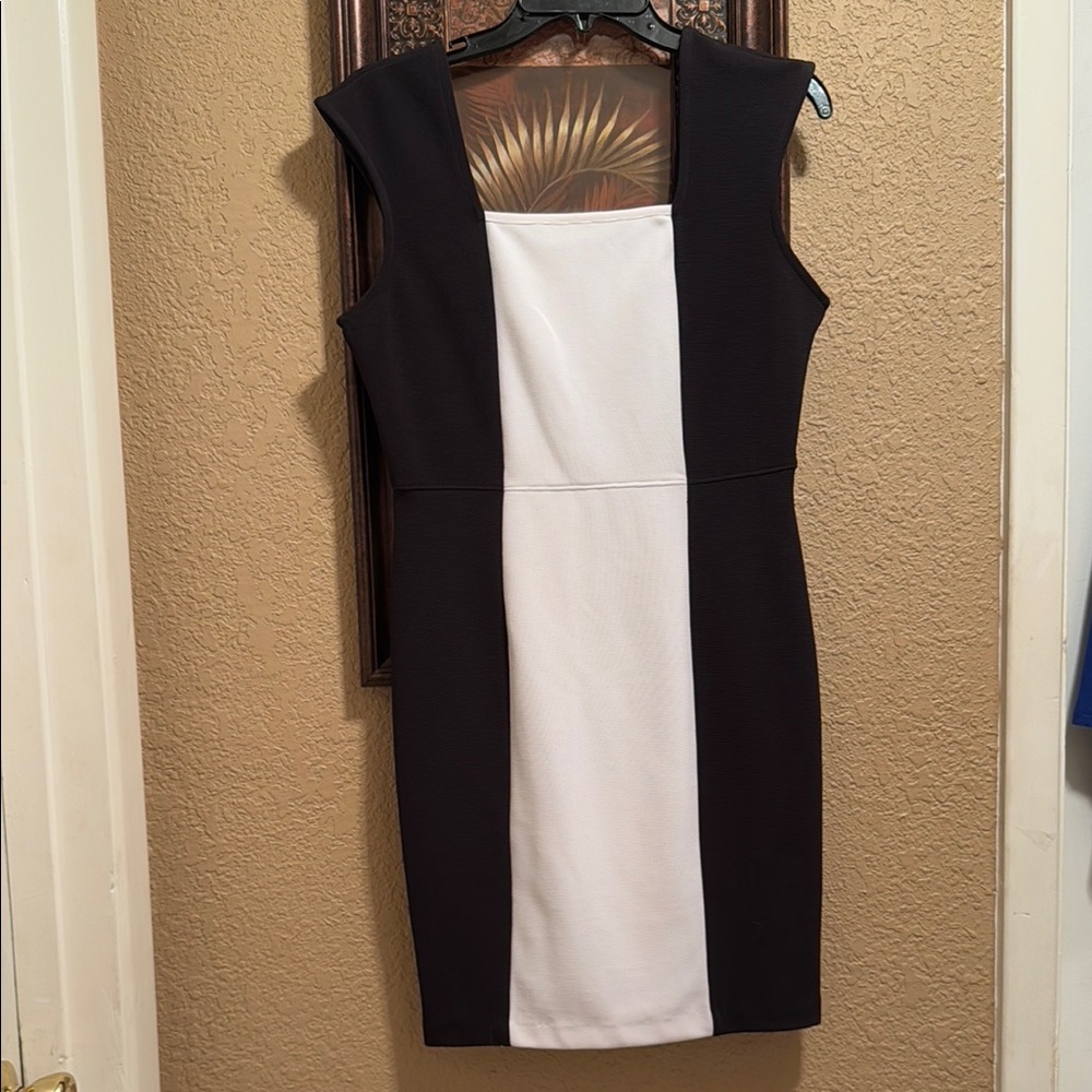 NWT Worthington Petite Elegant Black & White Dress 8P.  97% polyester 3% spandex